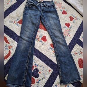 Women's Jr Sz 3/26 Fit & Flare Retro Bell Jeans NO BOUNDARIES Excellent Pre-own